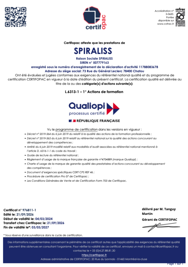Certification SPIRALISS